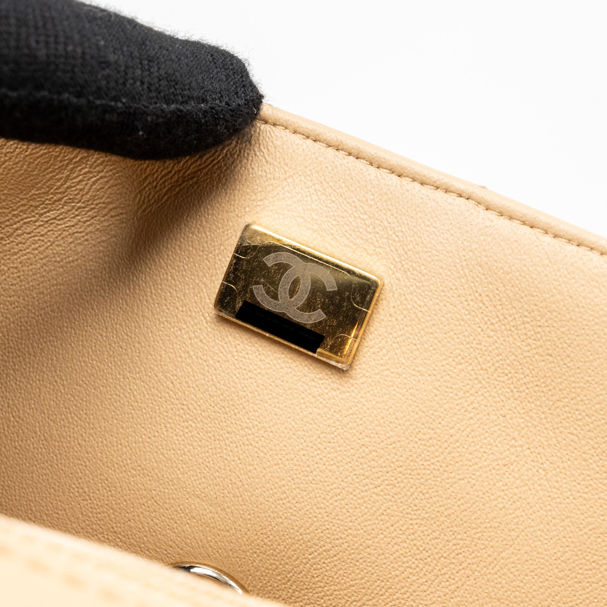 CHANEL 22C MINI RECTANGULAR FLAP BAG LAMBSKIN BEIGE LGHW (MICROCHIP)