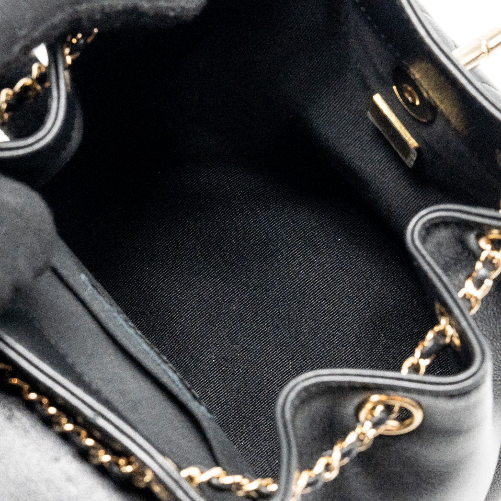 CHANEL MINI DUMA BACKPACK CALFSKIN BLACK LGHW (MICROCHIP)