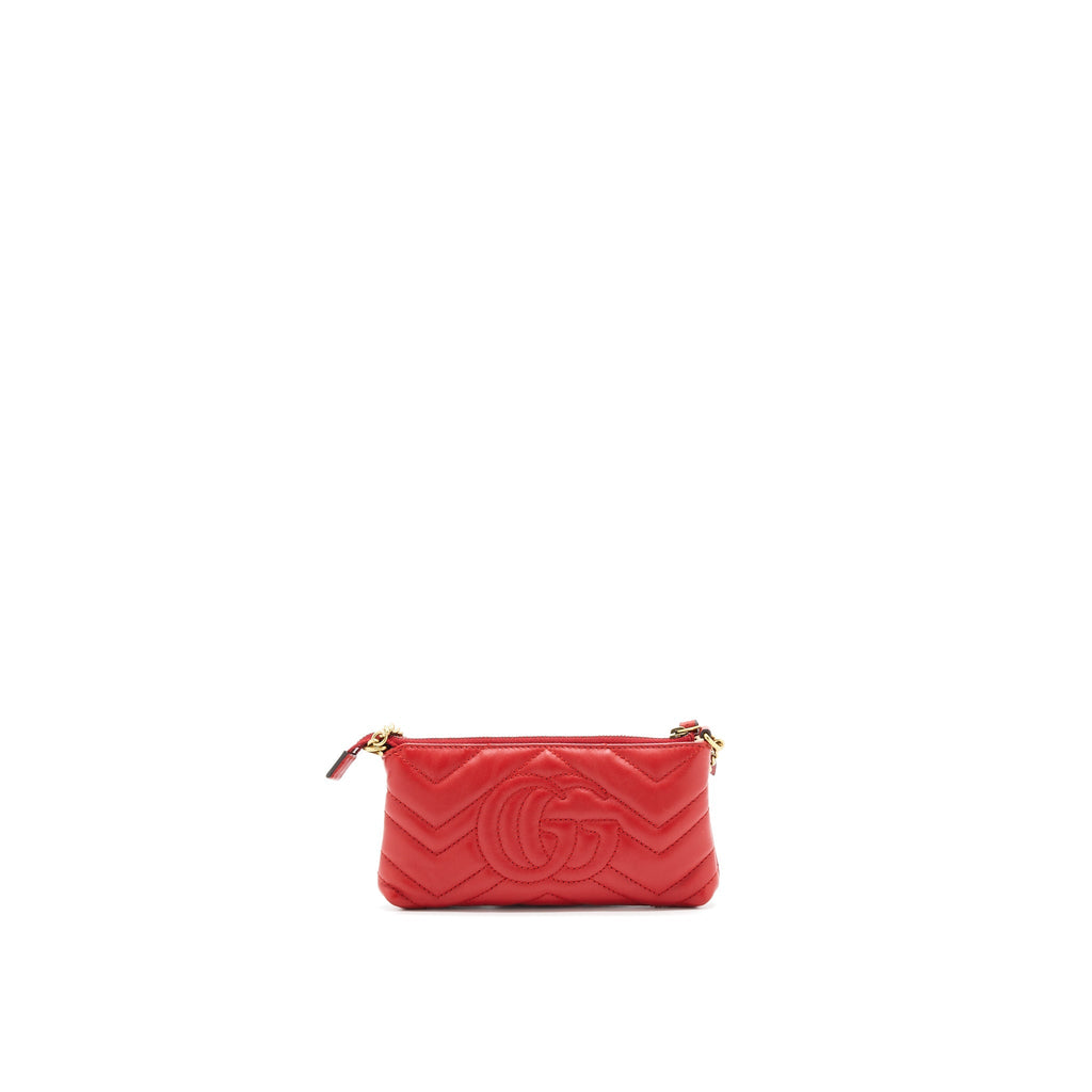 GUCCI MARMONT MINI POUCH WITH CHAIN RED GHW