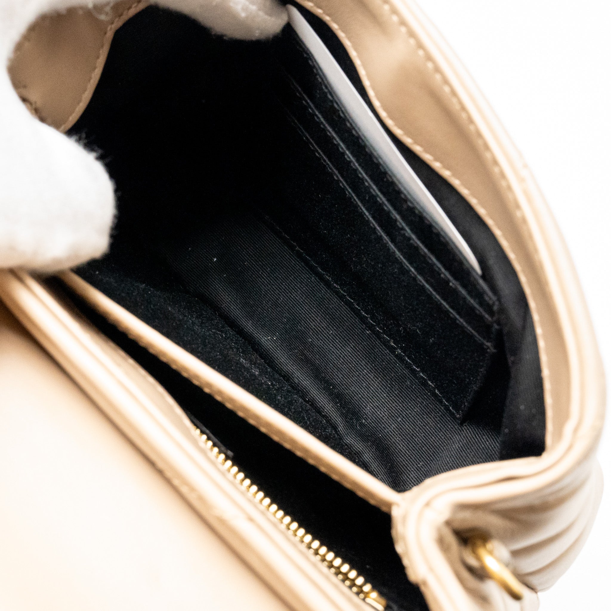 SAINT LAURENT/YSL MINI TOY LOULOU STRAP BAG CALFSKIN DARK BEIGE GHW