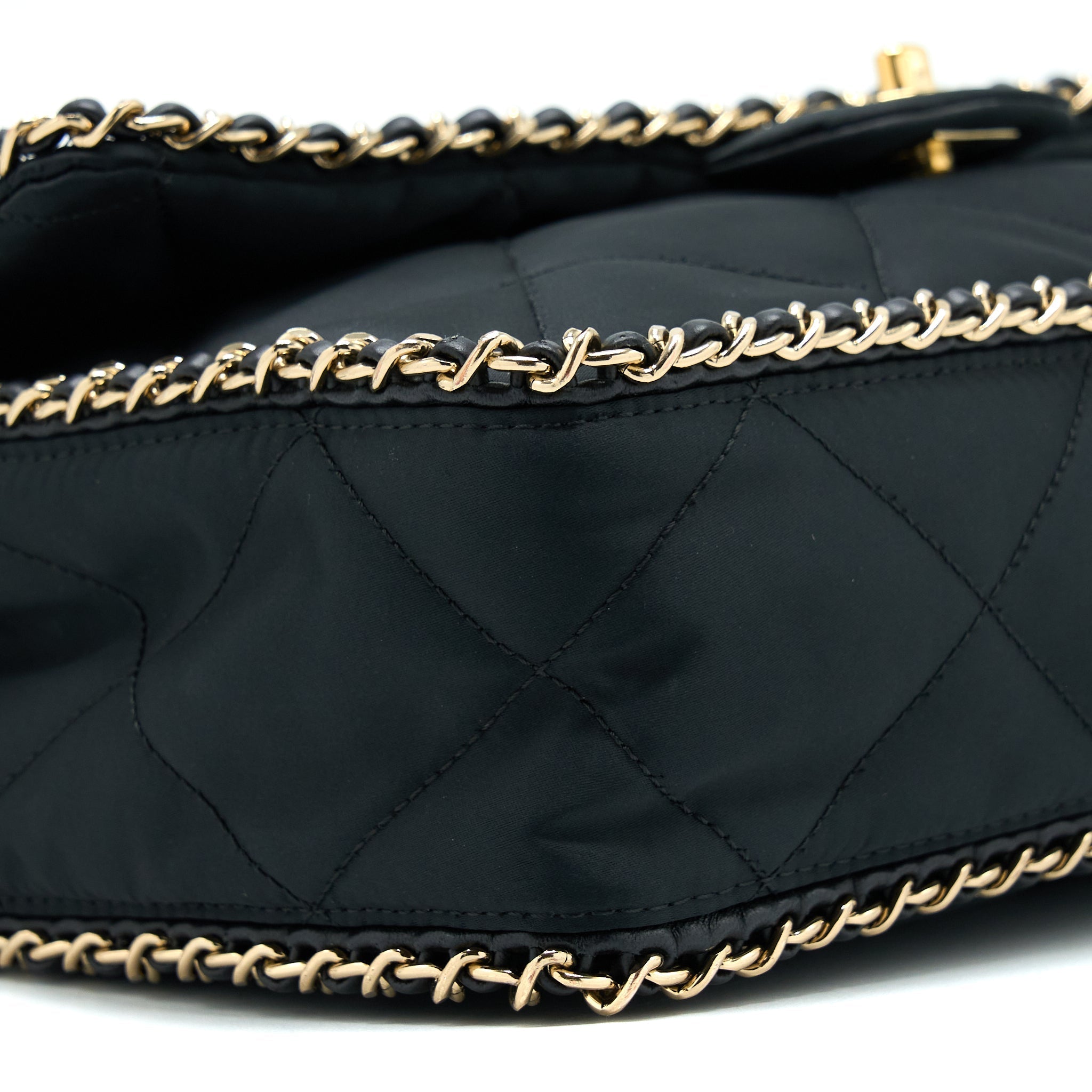 CHANEL SEASONAL FLAP BAG FABRIC BLACK GHW