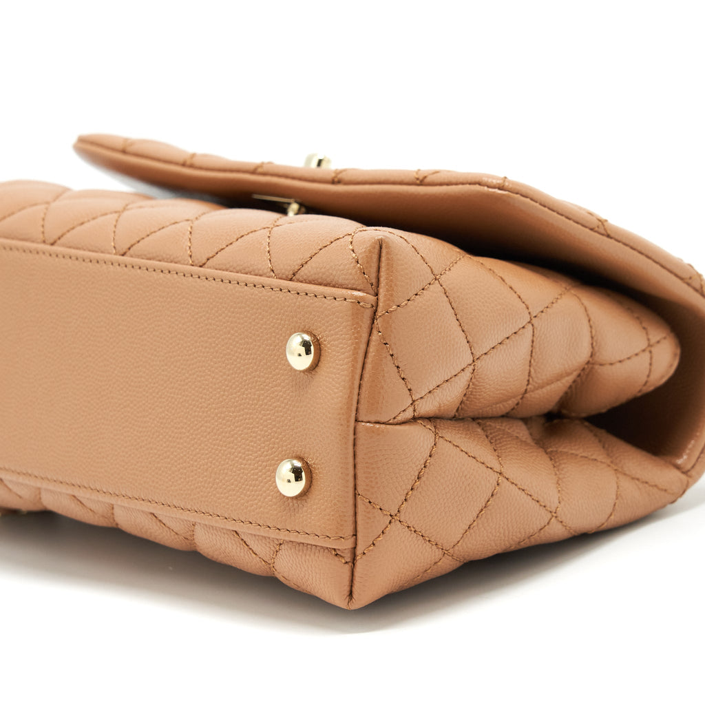 CHANEL 21P SMALL COCO HANDLE CAVIAR NB356 CARAMEL LGHW