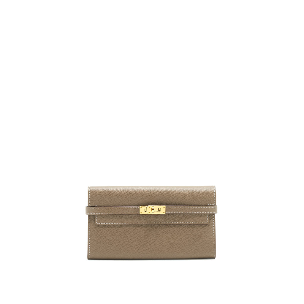 HERMES KELLY LONG WALLET ETOUPE GHW