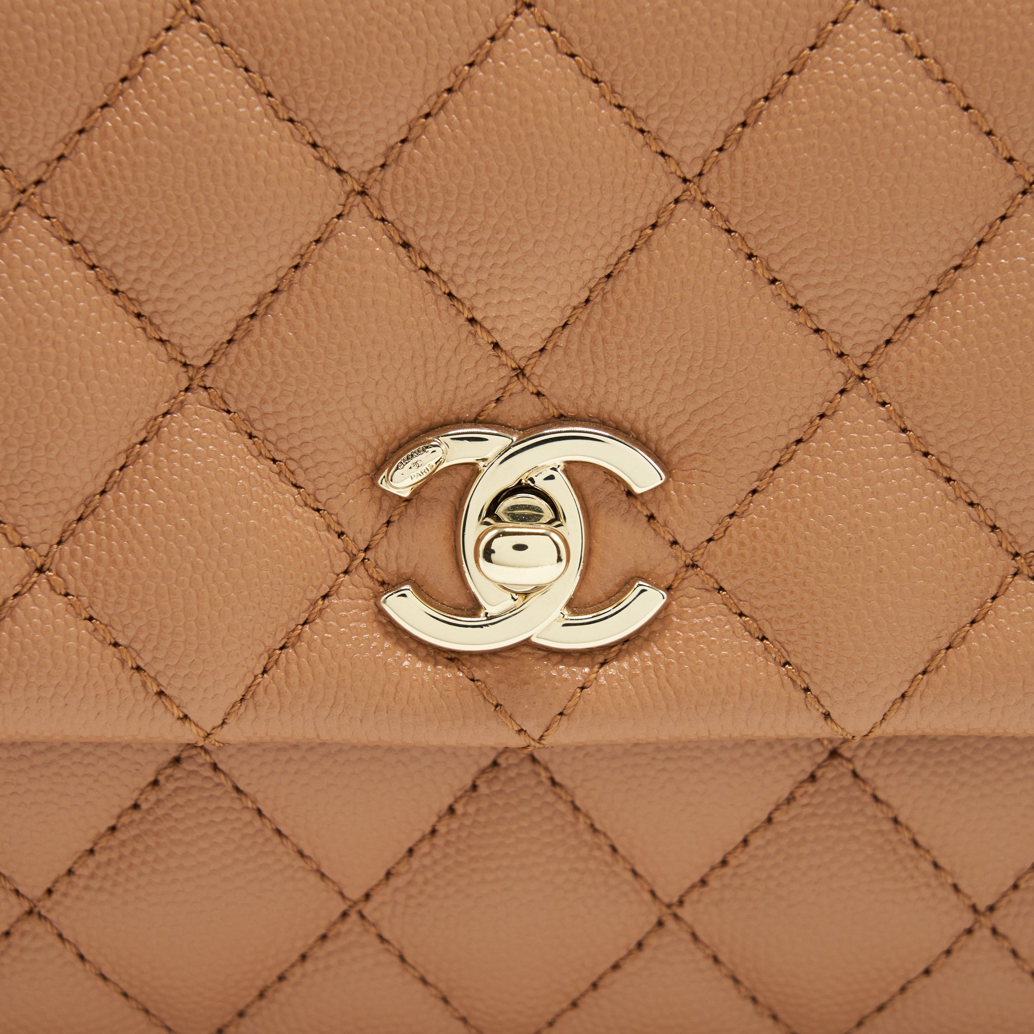 CHANEL 21P SMALL COCO HANDLE CAVIAR NB356 CARAMEL LGHW