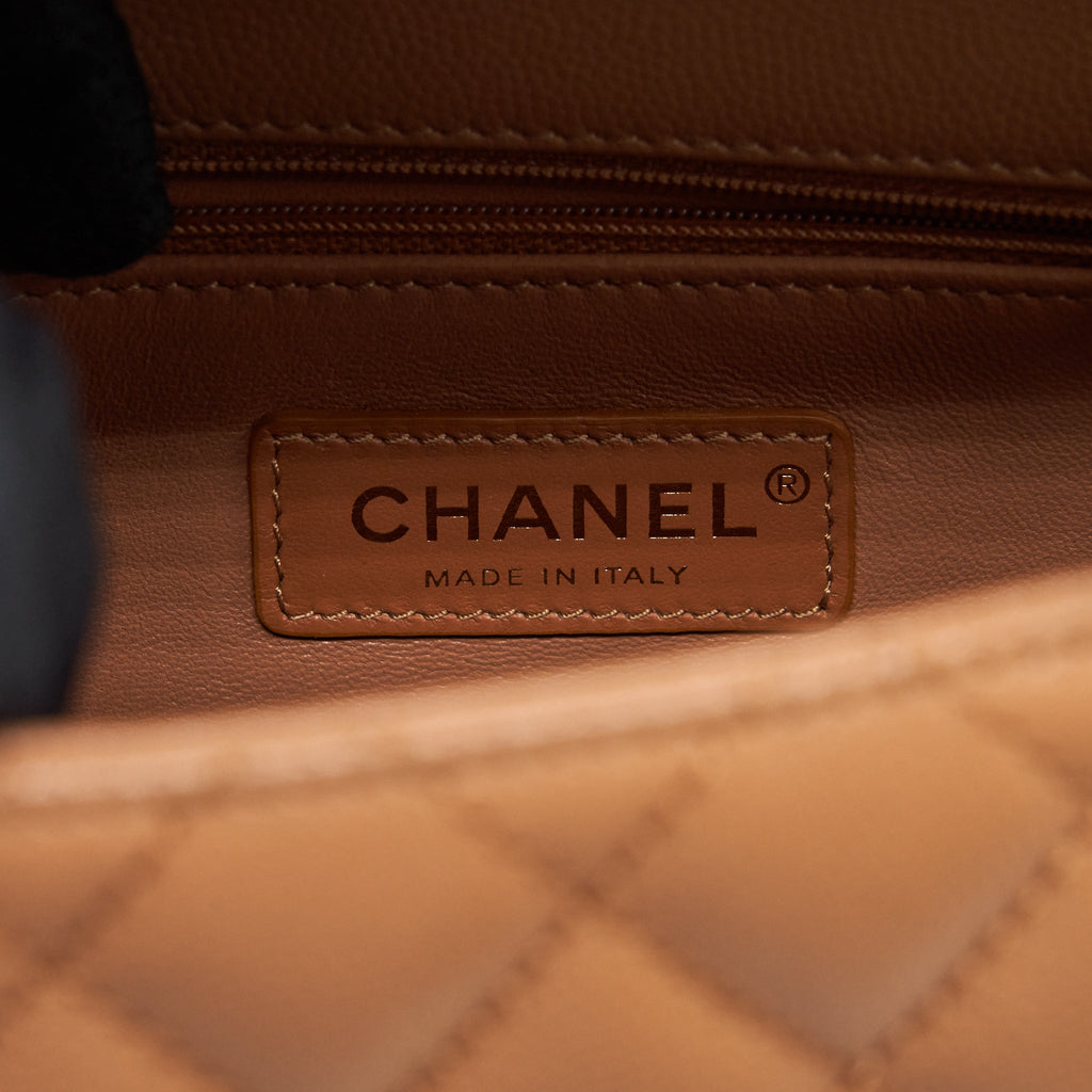 CHANEL 21P SMALL COCO HANDLE CAVIAR NB356 CARAMEL LGHW