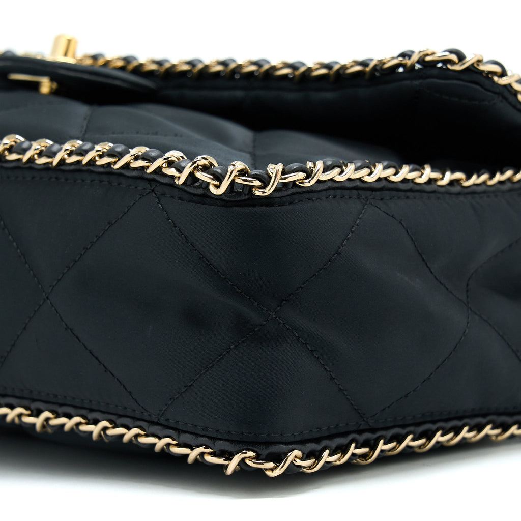 CHANEL SEASONAL FLAP BAG FABRIC BLACK GHW