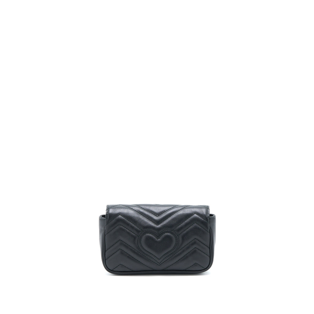 GUCCI GG MARMONT SUPER MINI CHAIN BAG CALFSKIN BLACK BRUSHED GHW