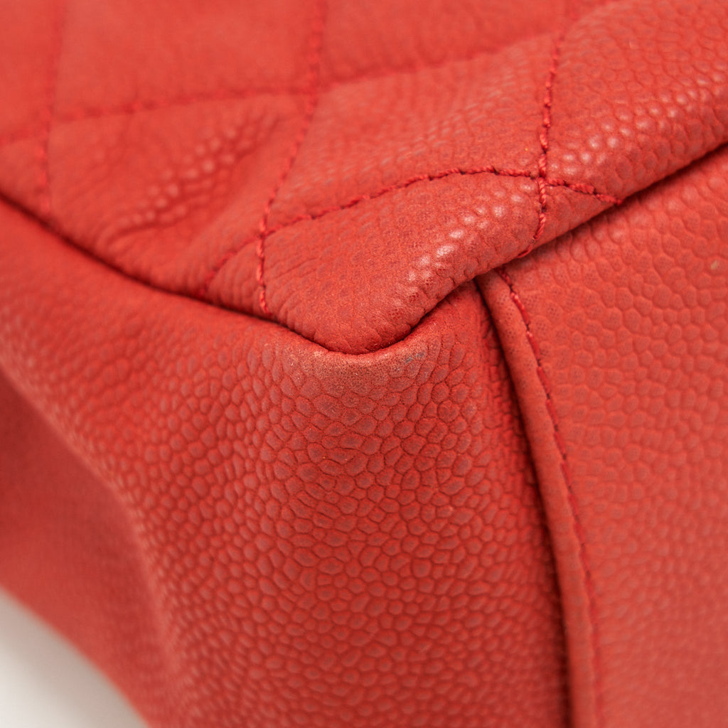 CHANEL TOP HANDLE RECTANGULAR FLAP BAG GRAINED CALFSKIN RED GHW