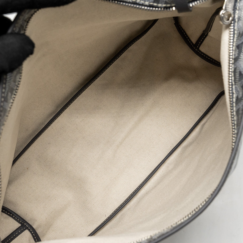 GOYARD BOHEME HOBO PM BAG GOYARDINE CANVAS/CALFSKIN GRIS SHW