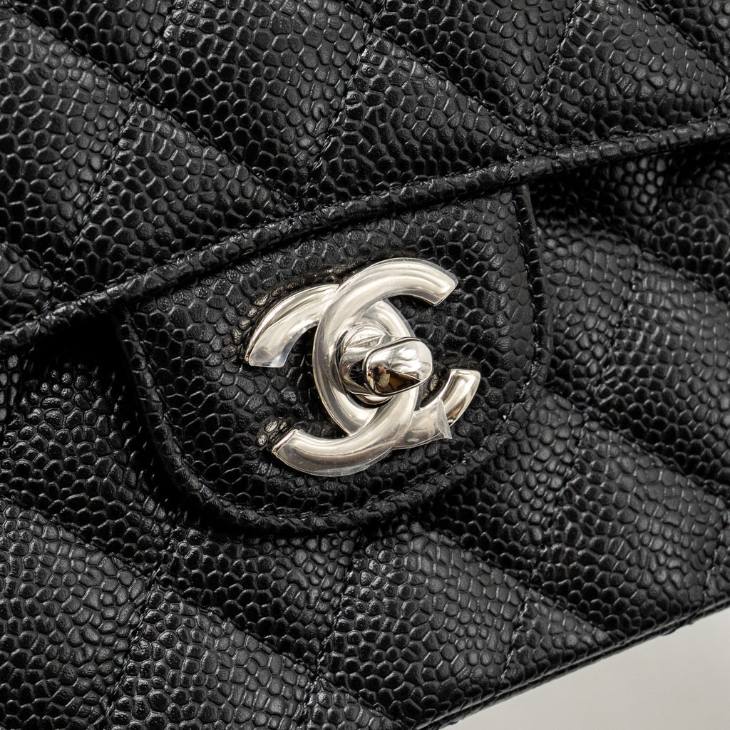 CHANEL SMALL CLASSIC DOUBLE FLAP BAG CAVIAR BLACK SHW