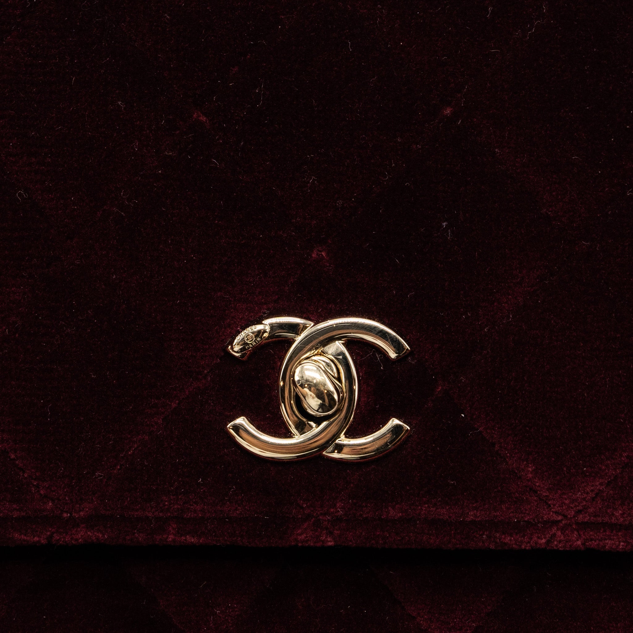 CHANEL CRYSTAL PEARL CRUSH WALLET ON CHAIN VELVET BURGUNDY LGHW