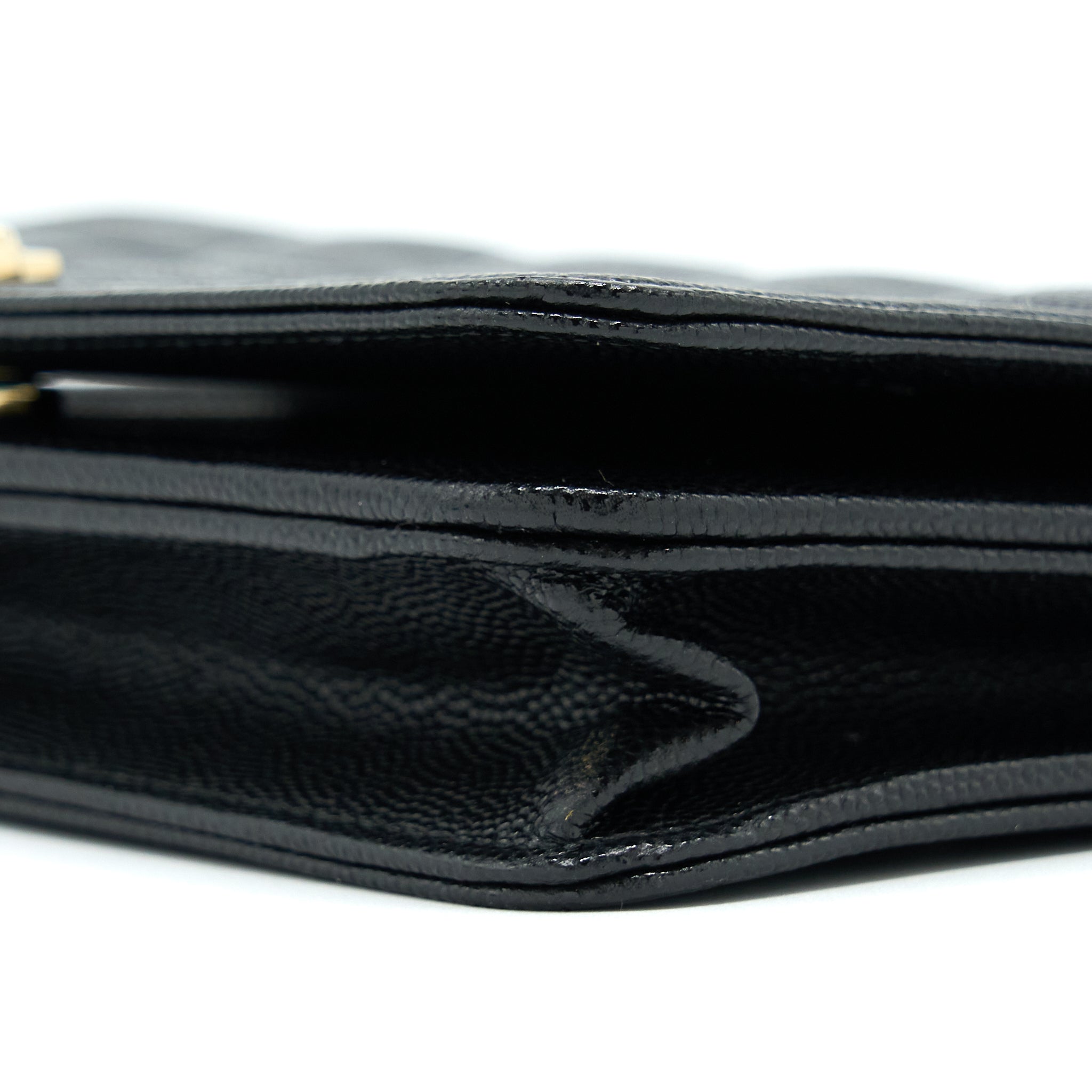 CHANEL BOY WALLET ON CHAIN CAVIAR BLACK LGHW