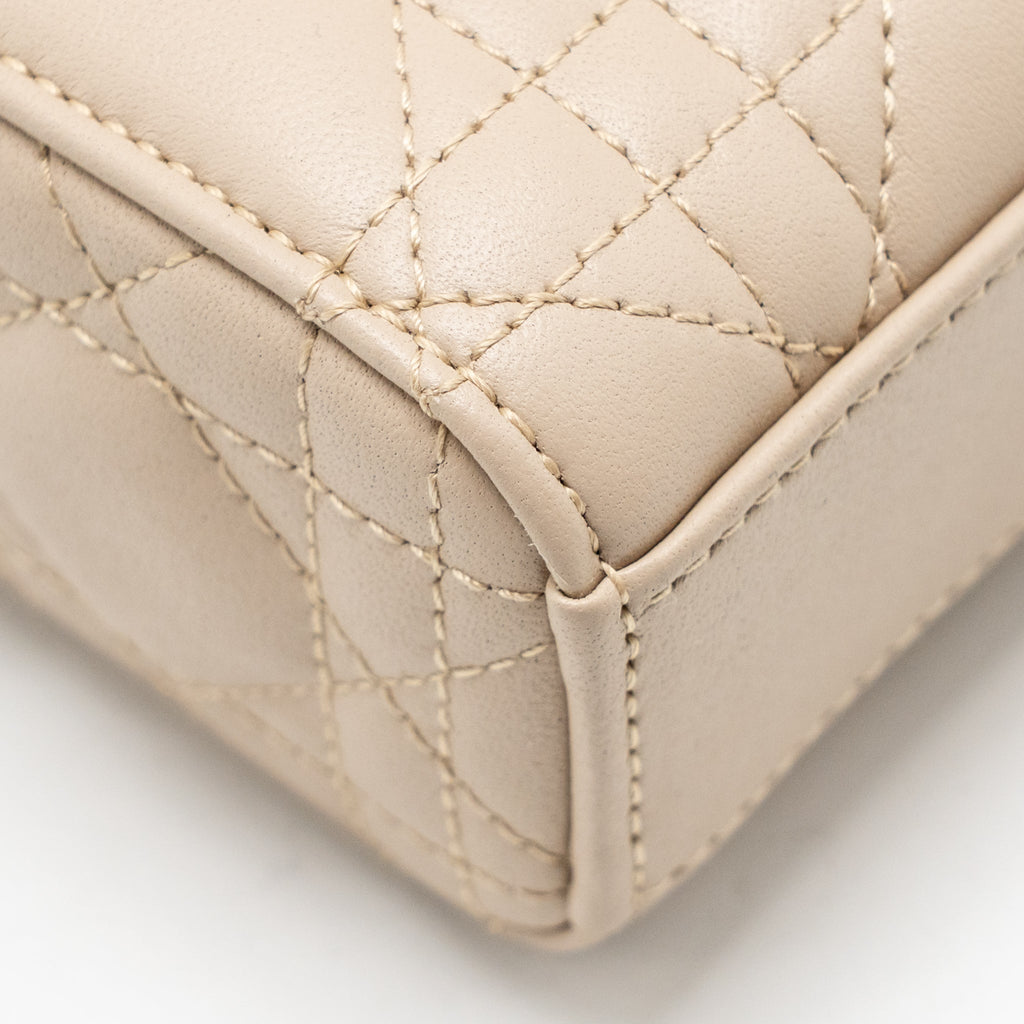 DIOR MEDIUM LADY D-JOY BAG CANNAGE LAMBSKIN POWDER BEIGE LGHW