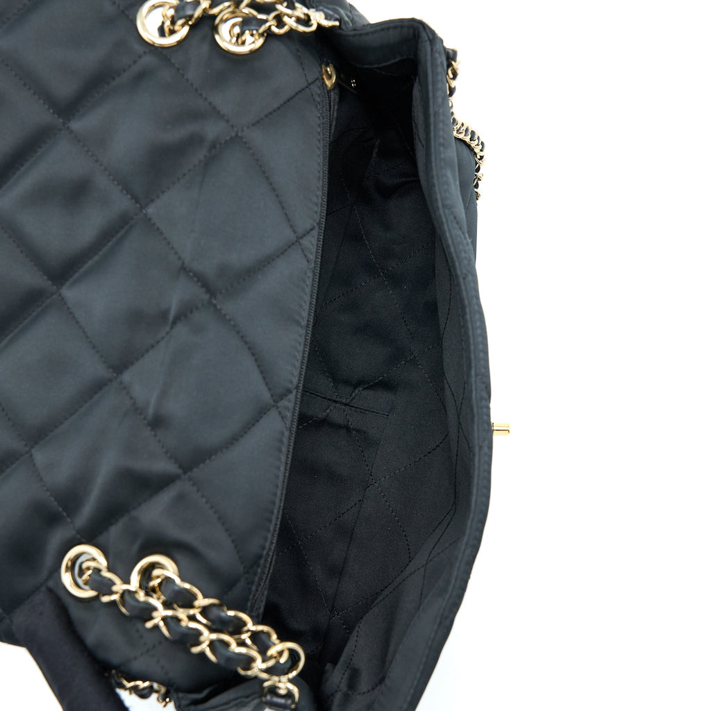 CHANEL SEASONAL FLAP BAG FABRIC BLACK GHW