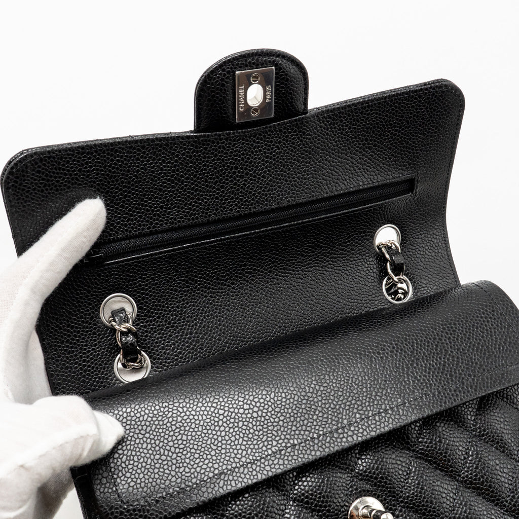 CHANEL SMALL CLASSIC DOUBLE FLAP BAG CAVIAR BLACK SHW