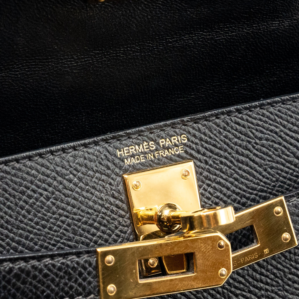 HERMES MINI KELLY II EPSOM BLACK GHW