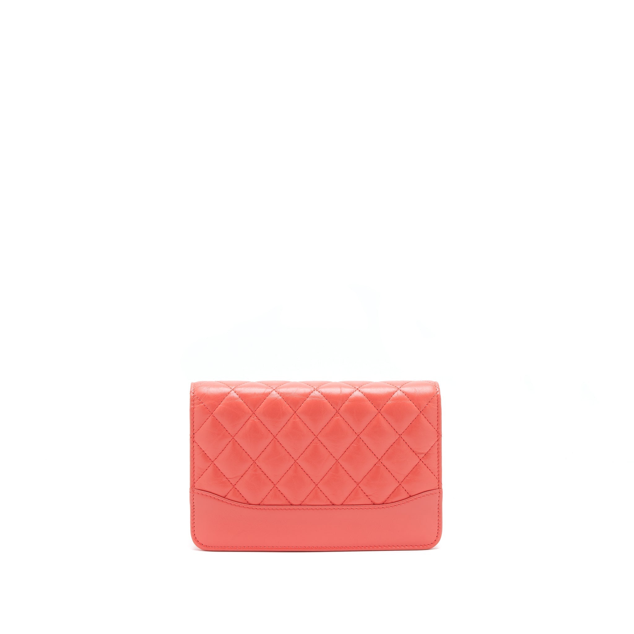 CHANEL WALLET ON CHAIN CORAL PINK DOUBLE COLOUR HARDWARE