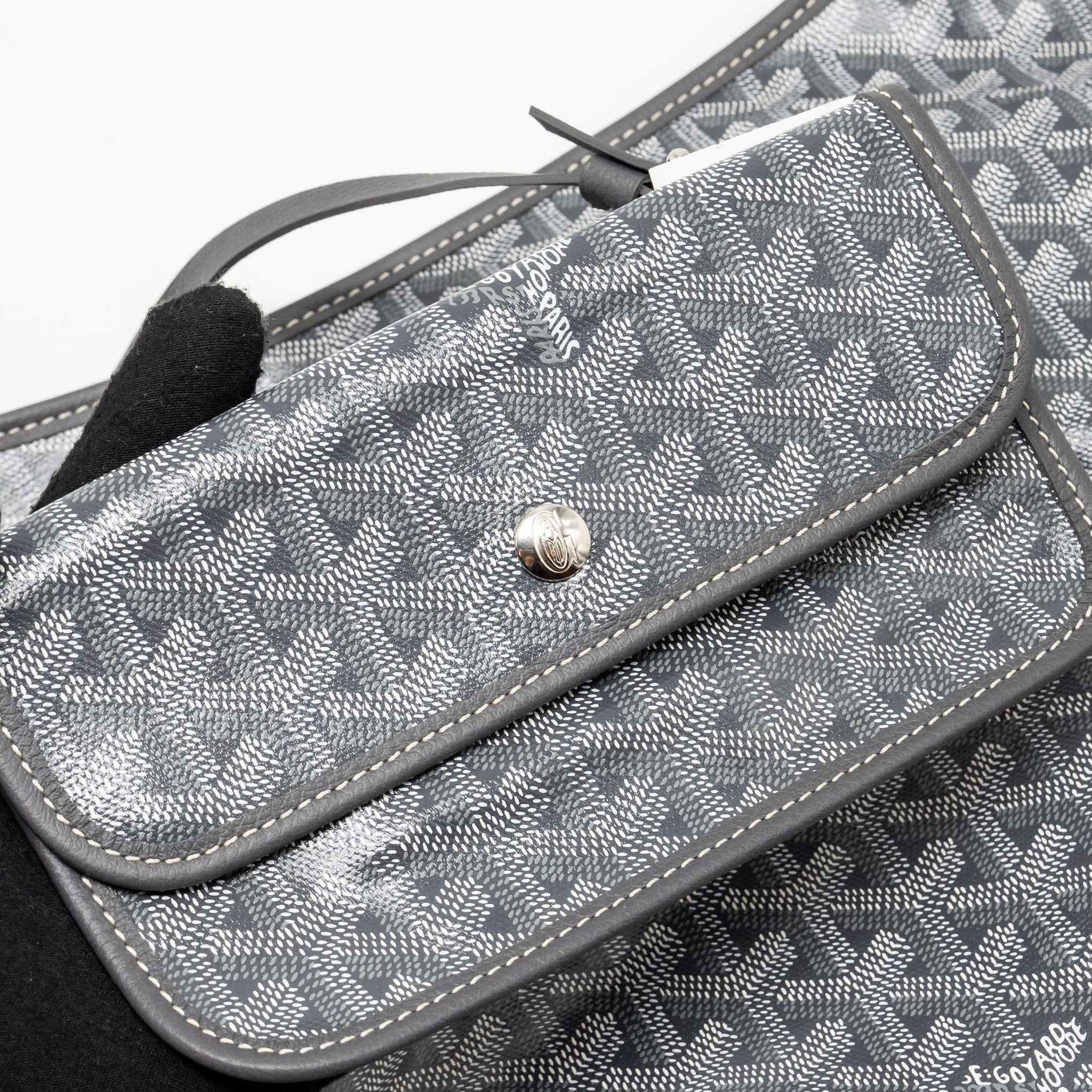 GOYARD BOHEME HOBO PM BAG GOYARDINE CANVAS/CALFSKIN GRIS SHW