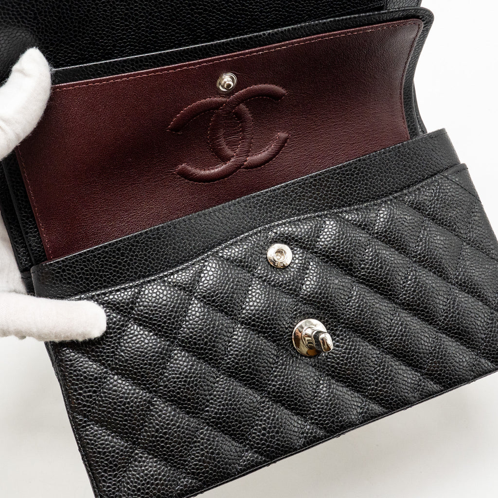 CHANEL SMALL CLASSIC DOUBLE FLAP BAG CAVIAR BLACK SHW