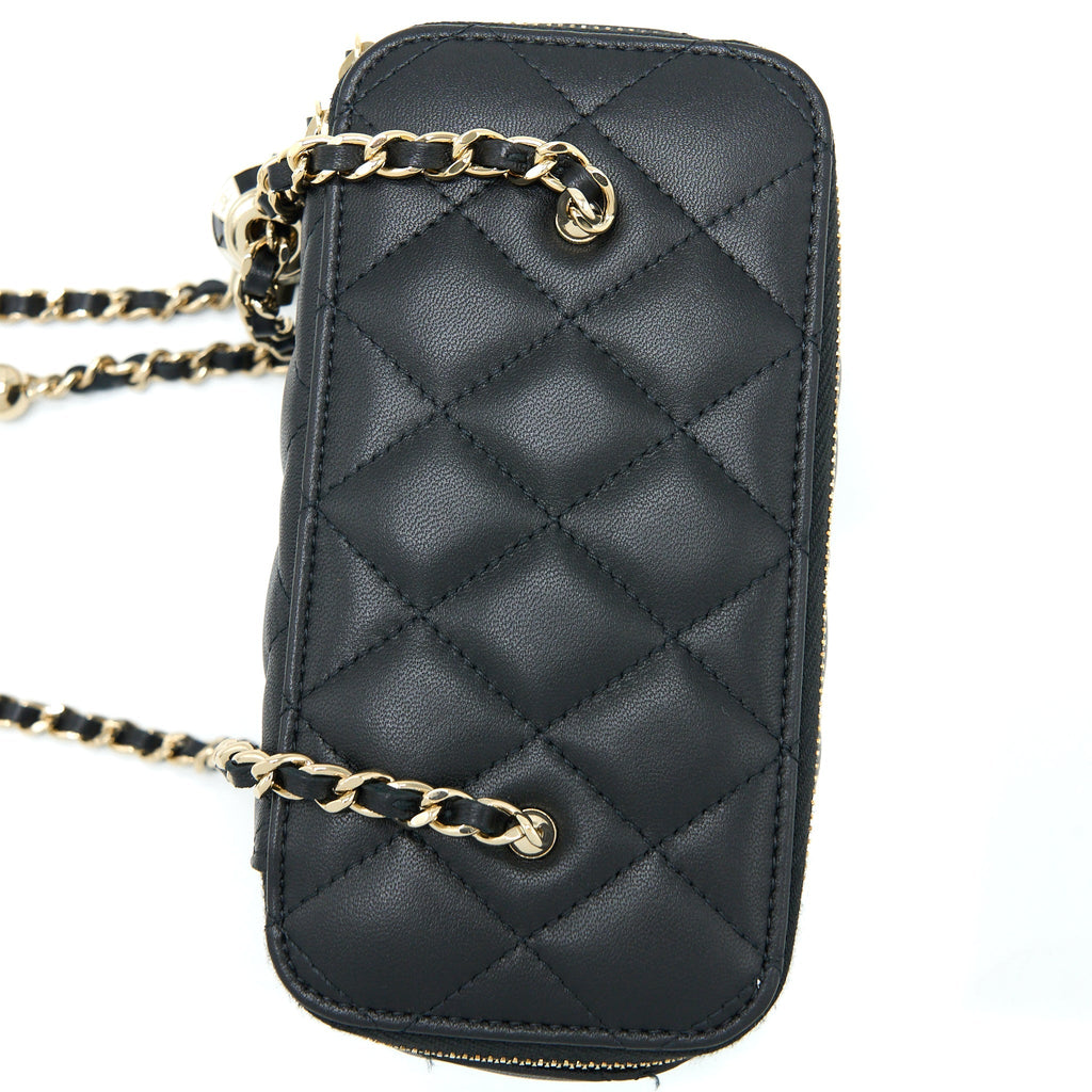CHANEL 23C PEARL CRUSH LONG VANITY LAMBSKIN BLACK LGHW (MICROCHIP)