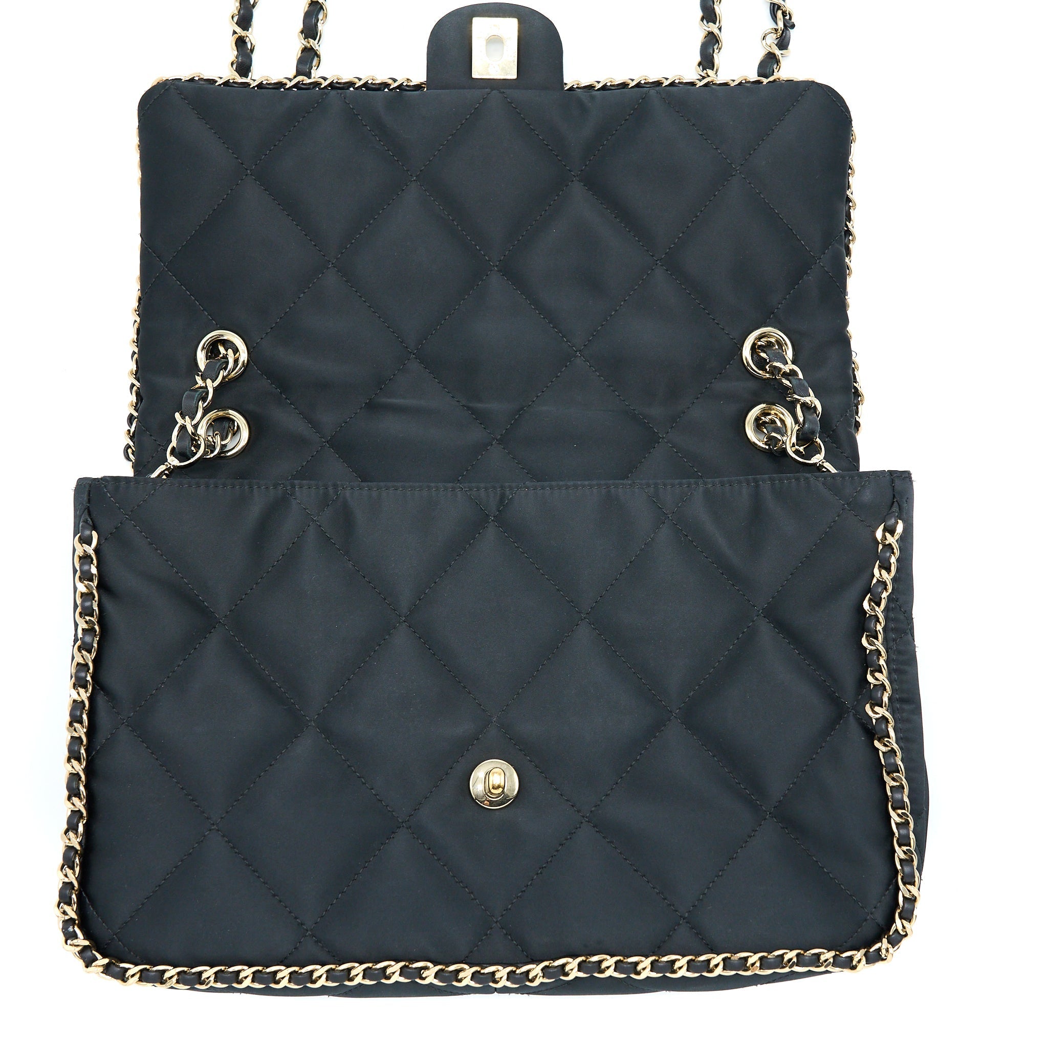 CHANEL SEASONAL FLAP BAG FABRIC BLACK GHW