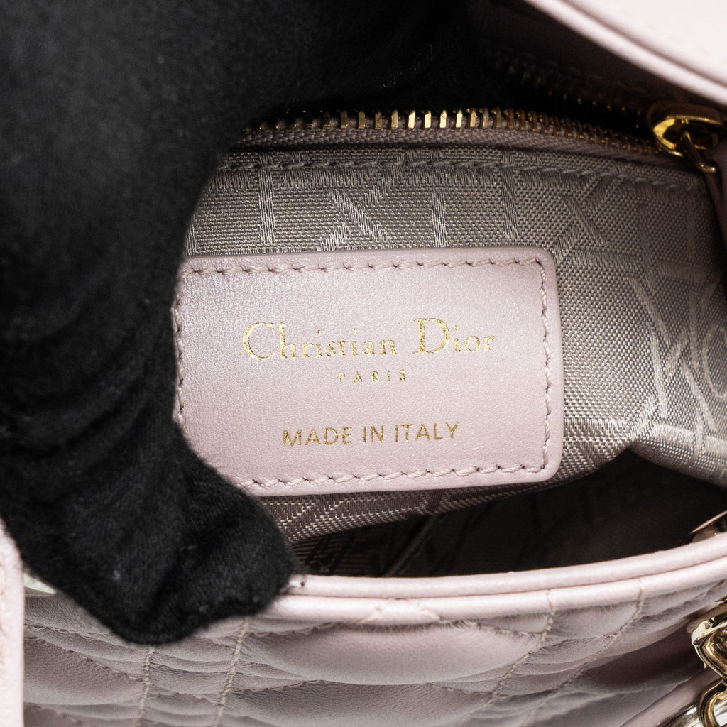 DIOR MINI LADY DIOR BAG LAMBSKIN LIGHT PINK LGHW
