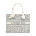 DIOR MEDIUM (OLD SMALL) BOOK TOTE GREY TOILE DE JOUY REVERSE EMBROIDERY WITH AN EXTRA TWILLY
