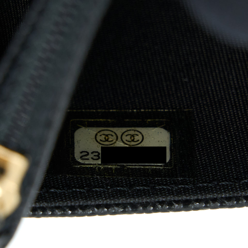 CHANEL BOY WALLET ON CHAIN CAVIAR BLACK LGHW