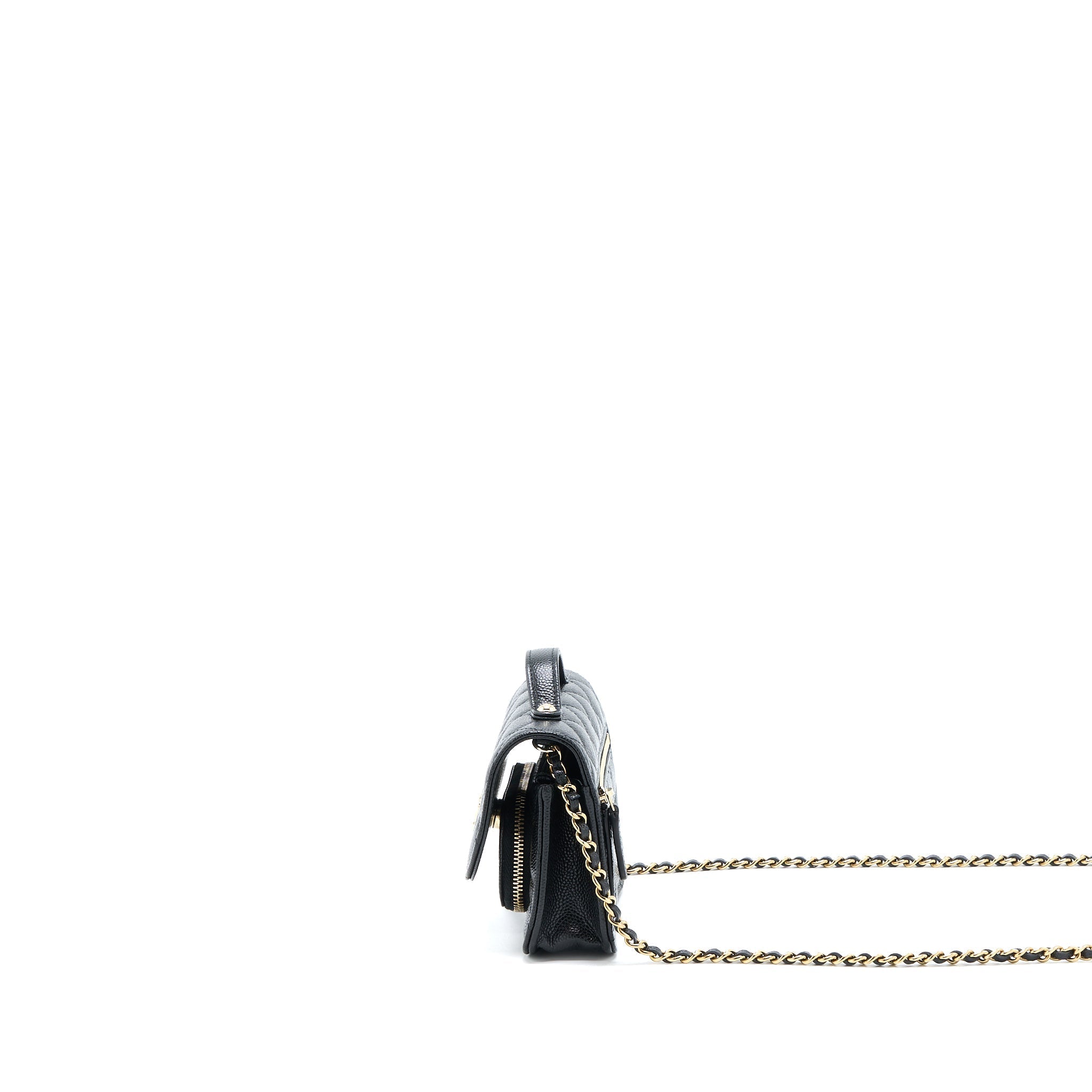 CHANEL MINI BUSINESS AFFINITY CAVIAR BLACK LGHW (MICROCHIP)