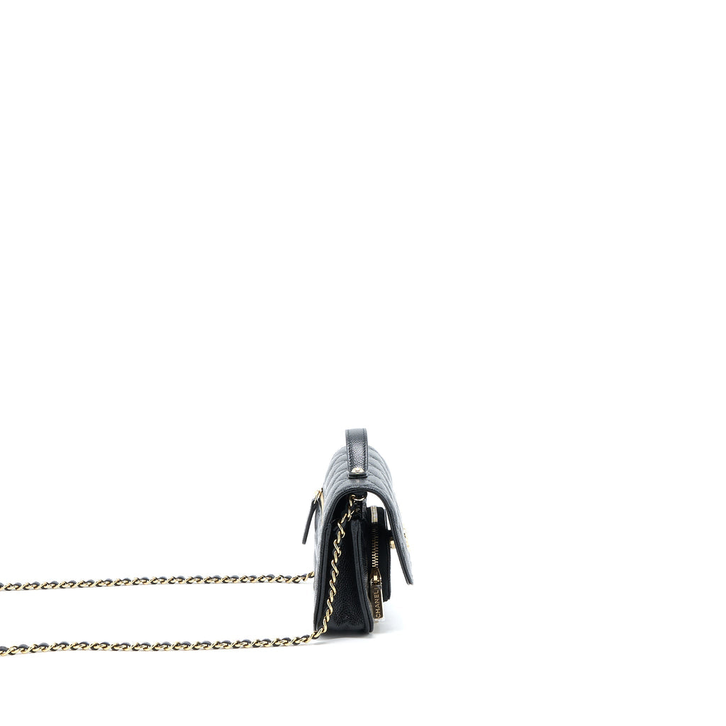 CHANEL MINI BUSINESS AFFINITY CAVIAR BLACK LGHW (MICROCHIP)