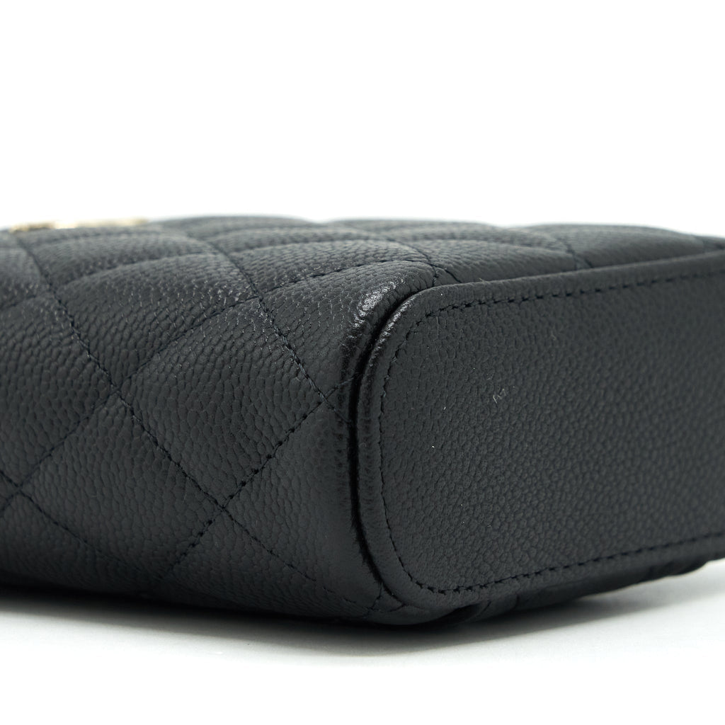 CHANEL 22P VERTICAL MINI VANITY WITH CC LOGO CHAIN CAVIAR BLACK LGHW