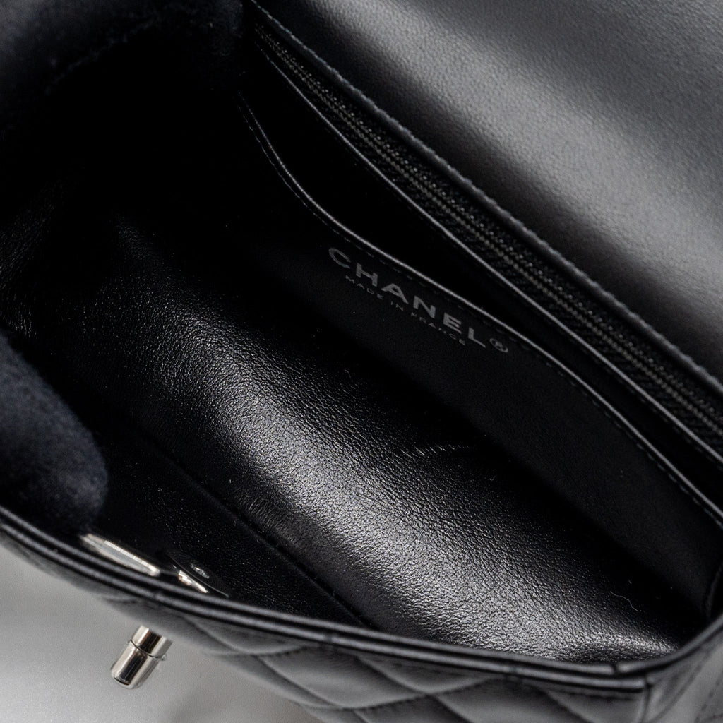 CHANEL MINI RECTANGULAR FLAP BAG LAMBSKIN BLACK SHW (MICROCHIP)