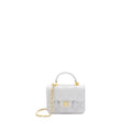 CHANEL MINI TOP HANDLE FLAP BAG LAMBSKIN LIGHT GREY BRUSHED GHW