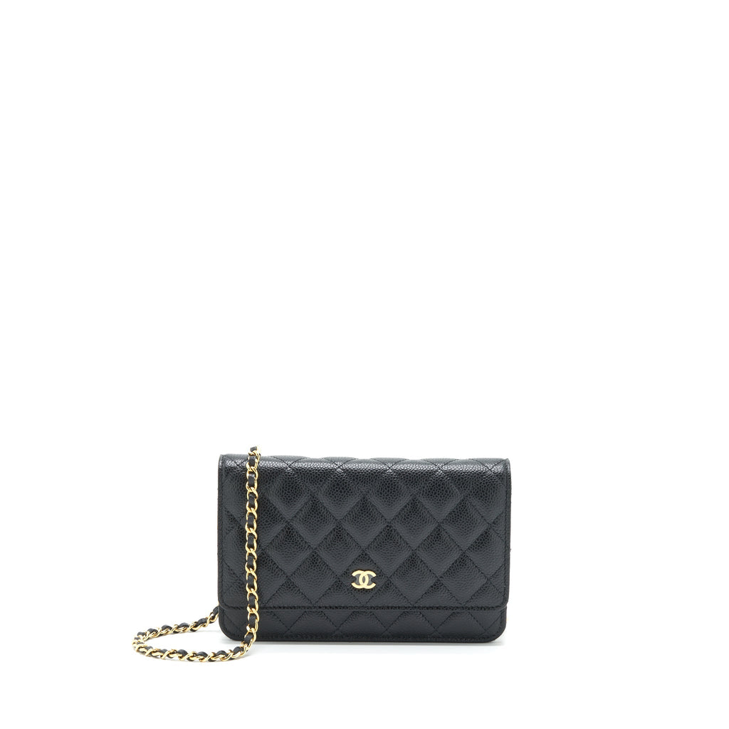CHANEL CLASSIC WALLET ON CHAIN CAVIAR BLACK GHW (MICROCHIP)