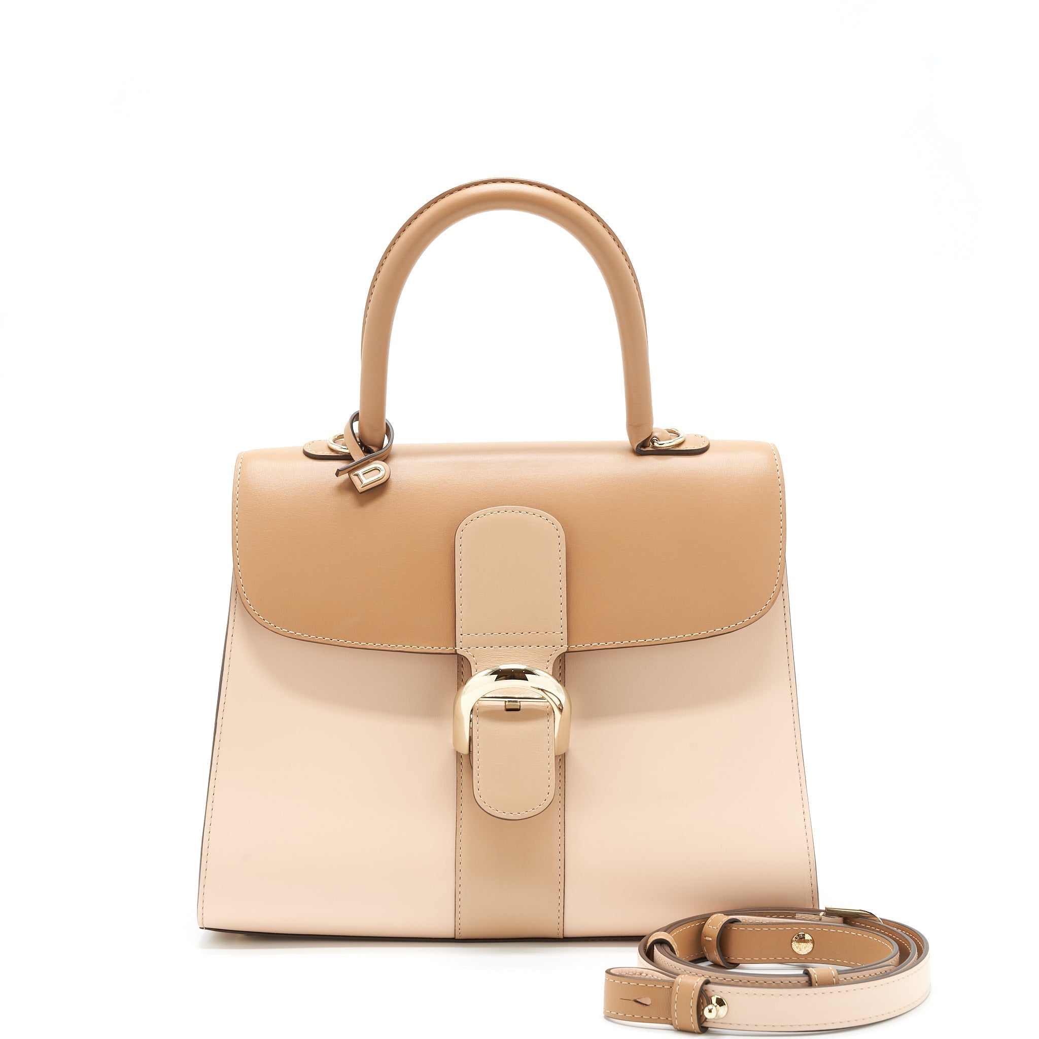 DELVAUX BRILLIANT MM BEIGE/LIGHT BEIGE BOX CALFSKIN LGHW