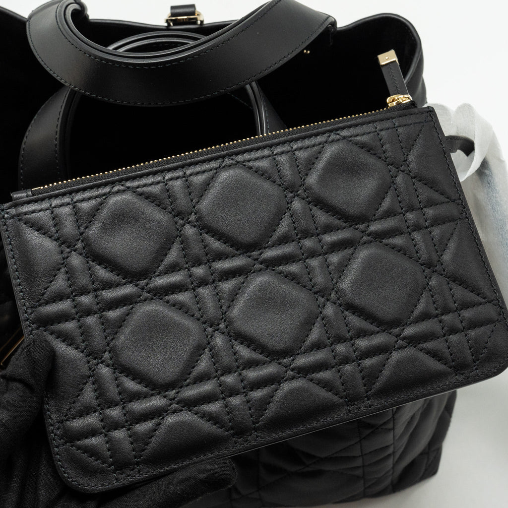 DIOR MEDIUM TOUJOURS BAG MACROCANNAGE CALFSKIN BLACK LGHW