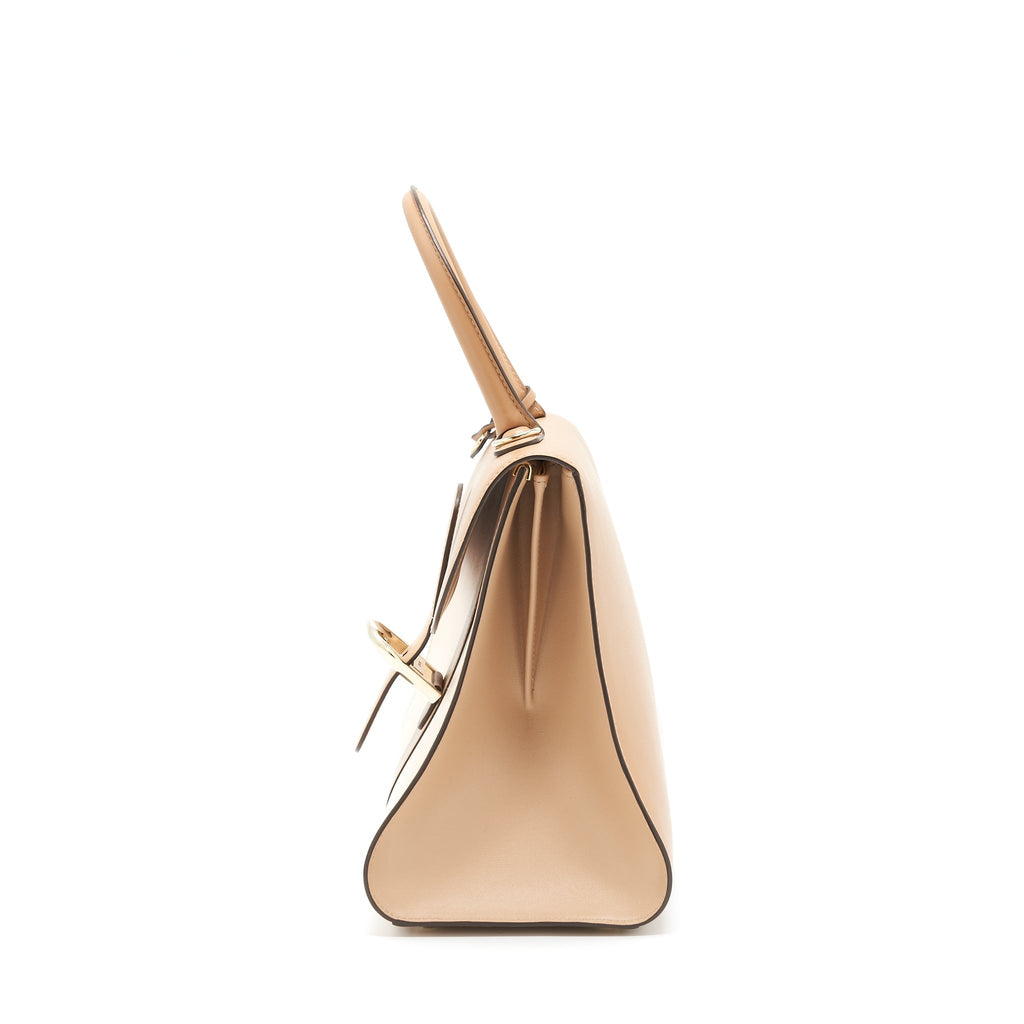 DELVAUX BRILLIANT MM BEIGE/LIGHT BEIGE BOX CALFSKIN LGHW