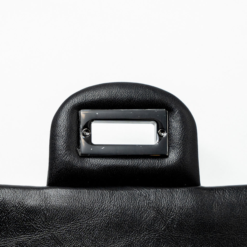 CHANEL SMALL 2.55 225 REISSUE FLAP BAG AGED CALFSKIN BLACK WITH BLACK HARDWARE (MICROCHIP)