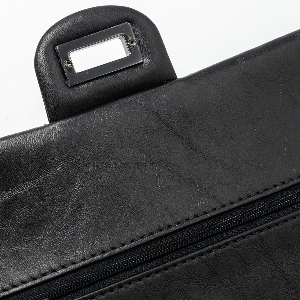 CHANEL SMALL 2.55 225 REISSUE FLAP BAG AGED CALFSKIN BLACK WITH BLACK HARDWARE (MICROCHIP)