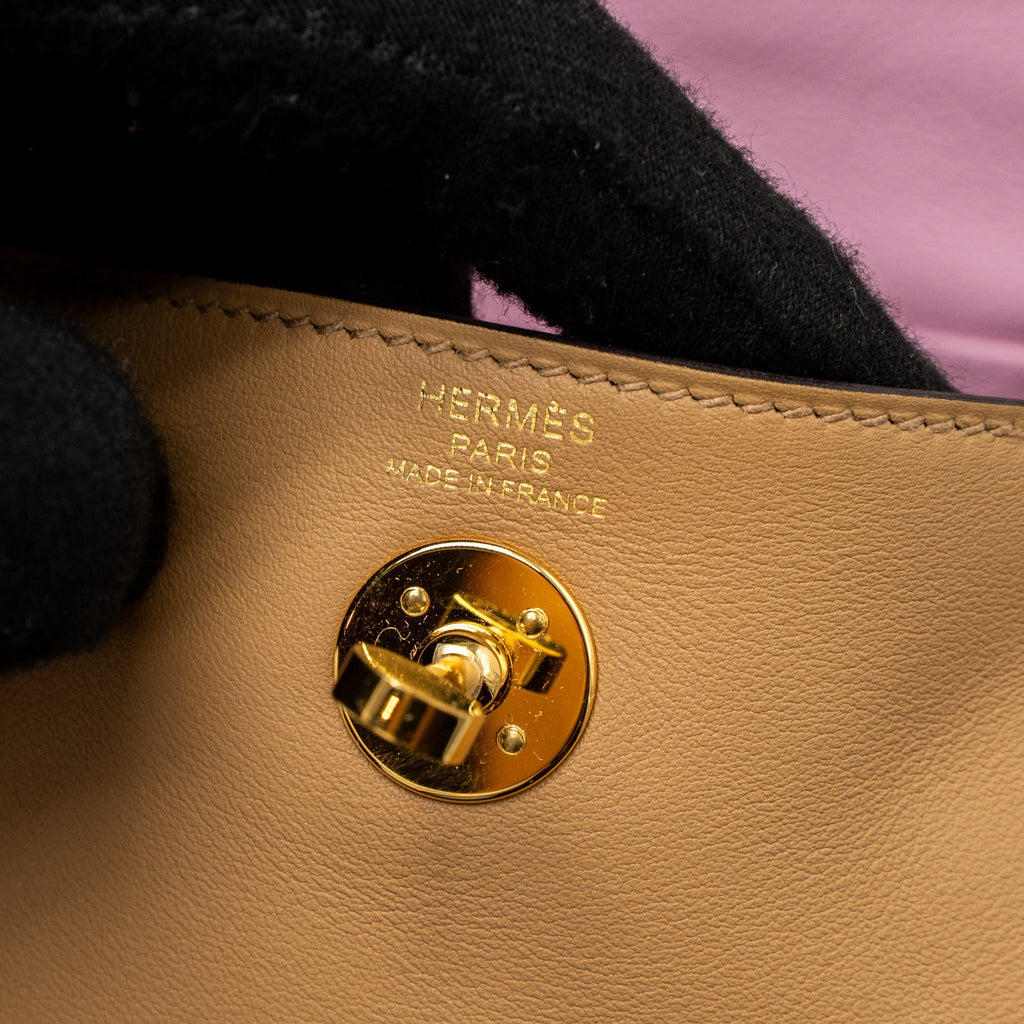 HERMES MINI LINDY SWIFT CHAI/MAUVE SYLVESTRE GHW