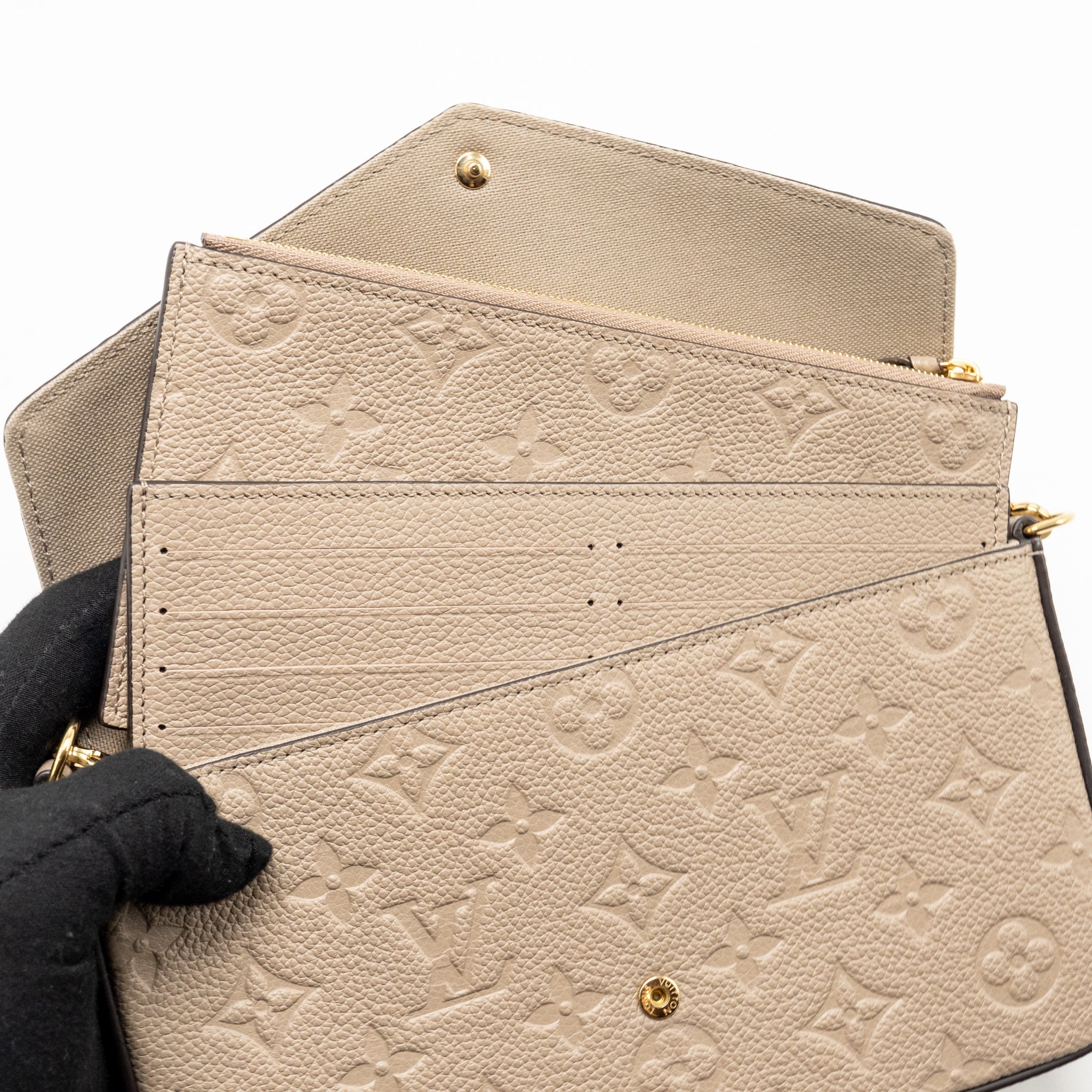 LOUIS VUITTON FELICIE POCHETTE MONOGRAM EMPREINTE TOURTERELLE GHW