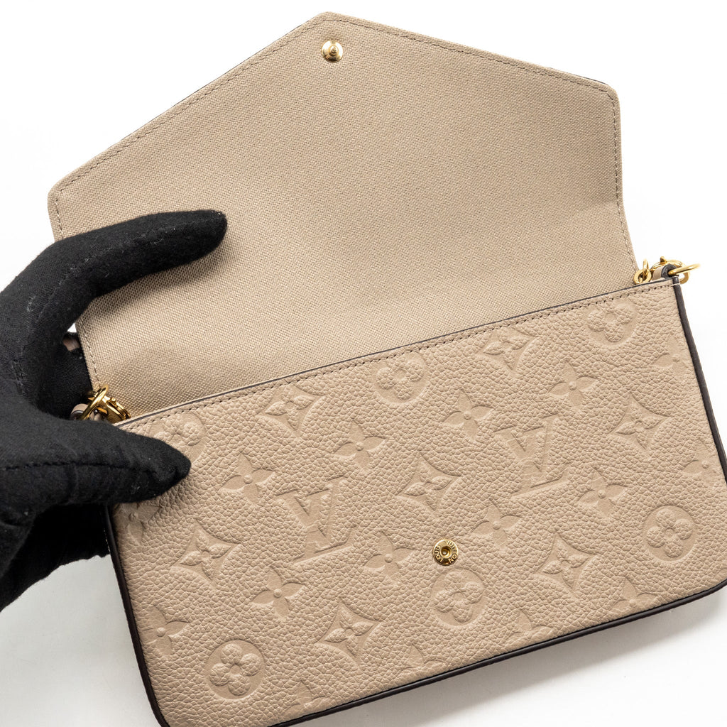 LOUIS VUITTON FELICIE POCHETTE MONOGRAM EMPREINTE TOURTERELLE GHW