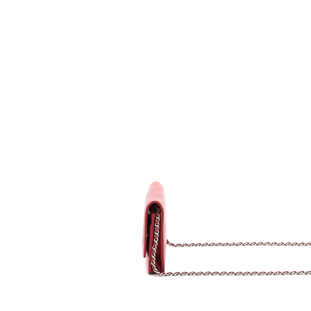 CHANEL CAMELLIA WALLET ON CHAIN LAMBSKIN RED SHW