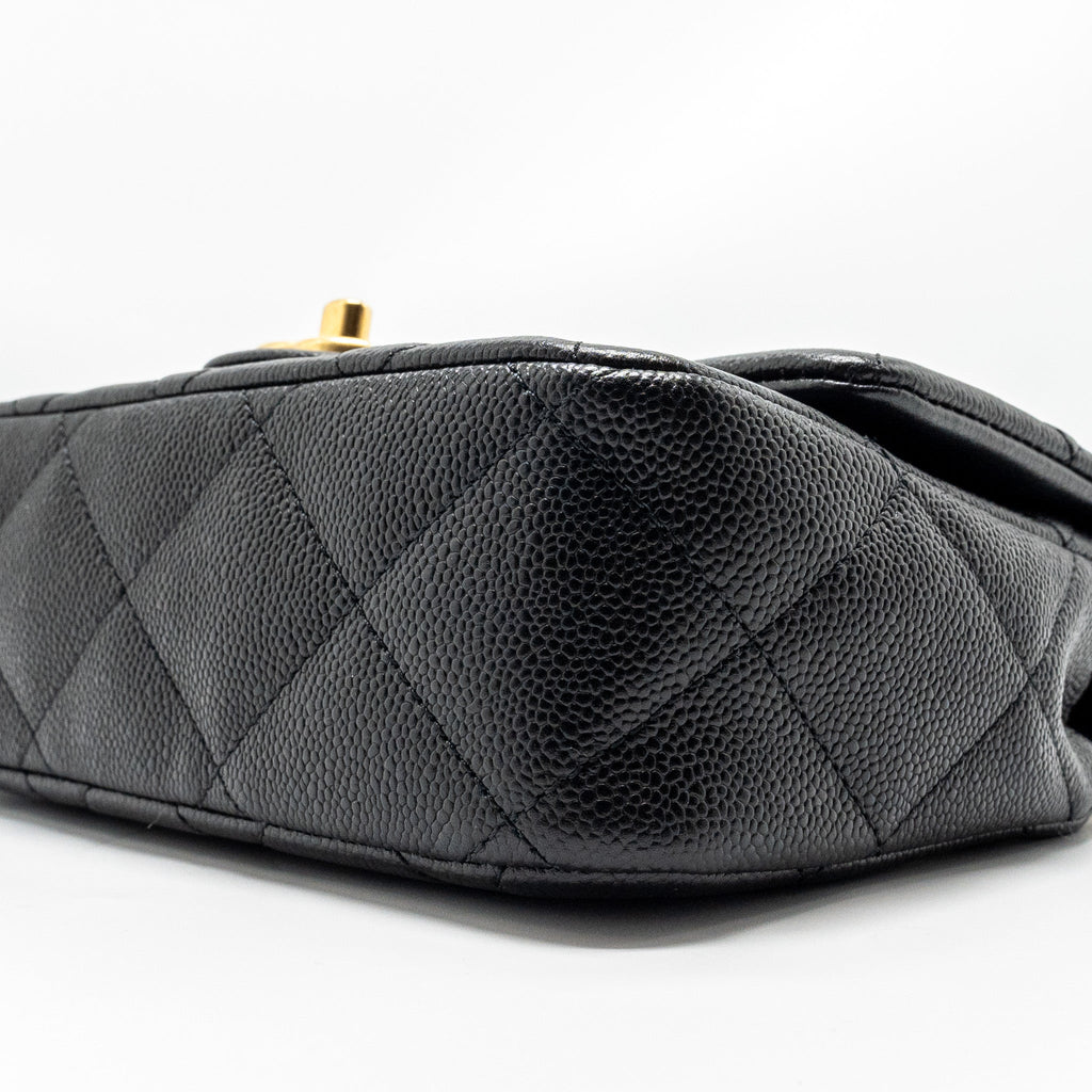 CHANEL COCO LOVE FLAP BAG ADJUSTABLE CHAIN CAVIAR BLACK GHW (MICROCHIP)