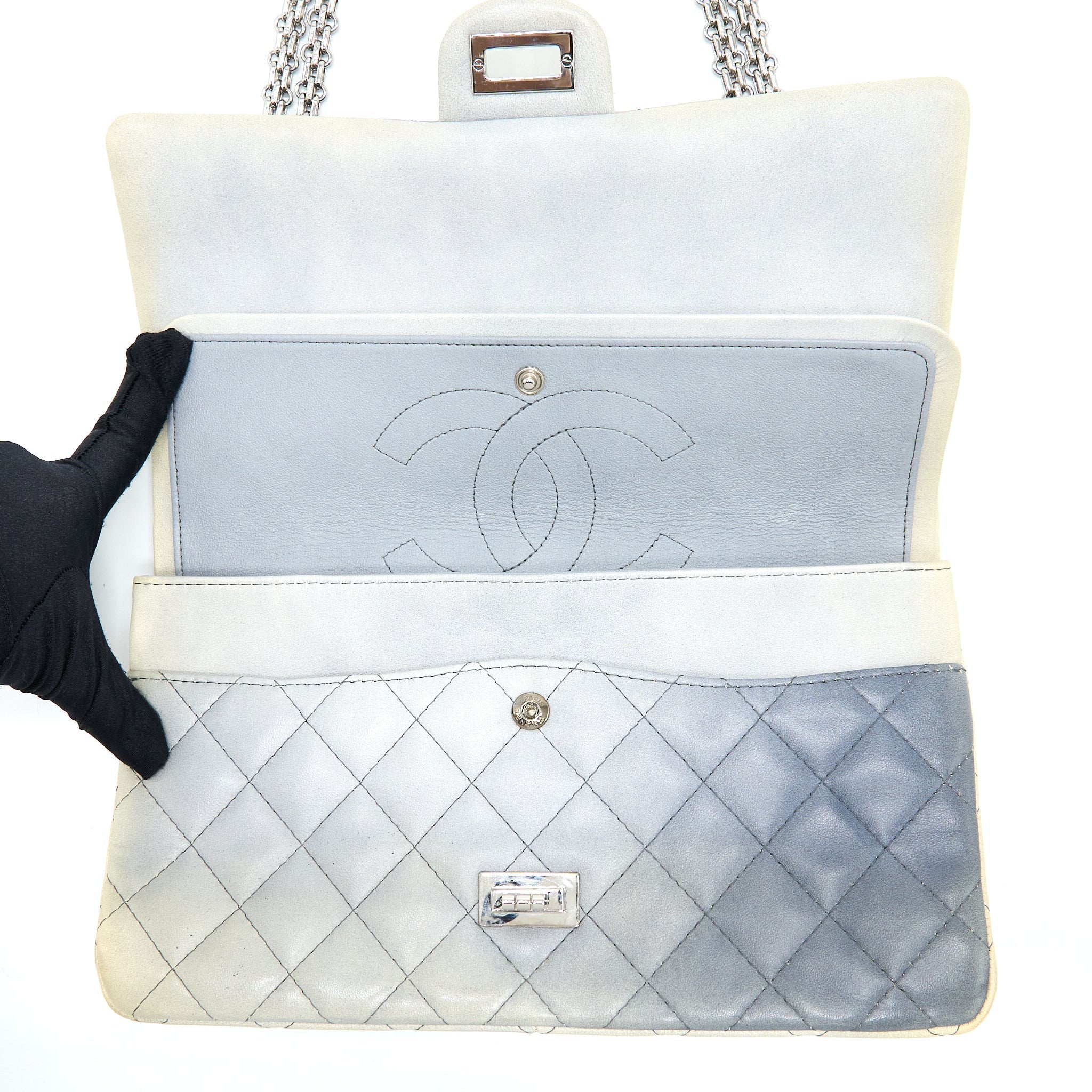 CHANEL 2.55 226 REISSUE FLAP BAG LAMBSKIN OMBRE GREY SHW