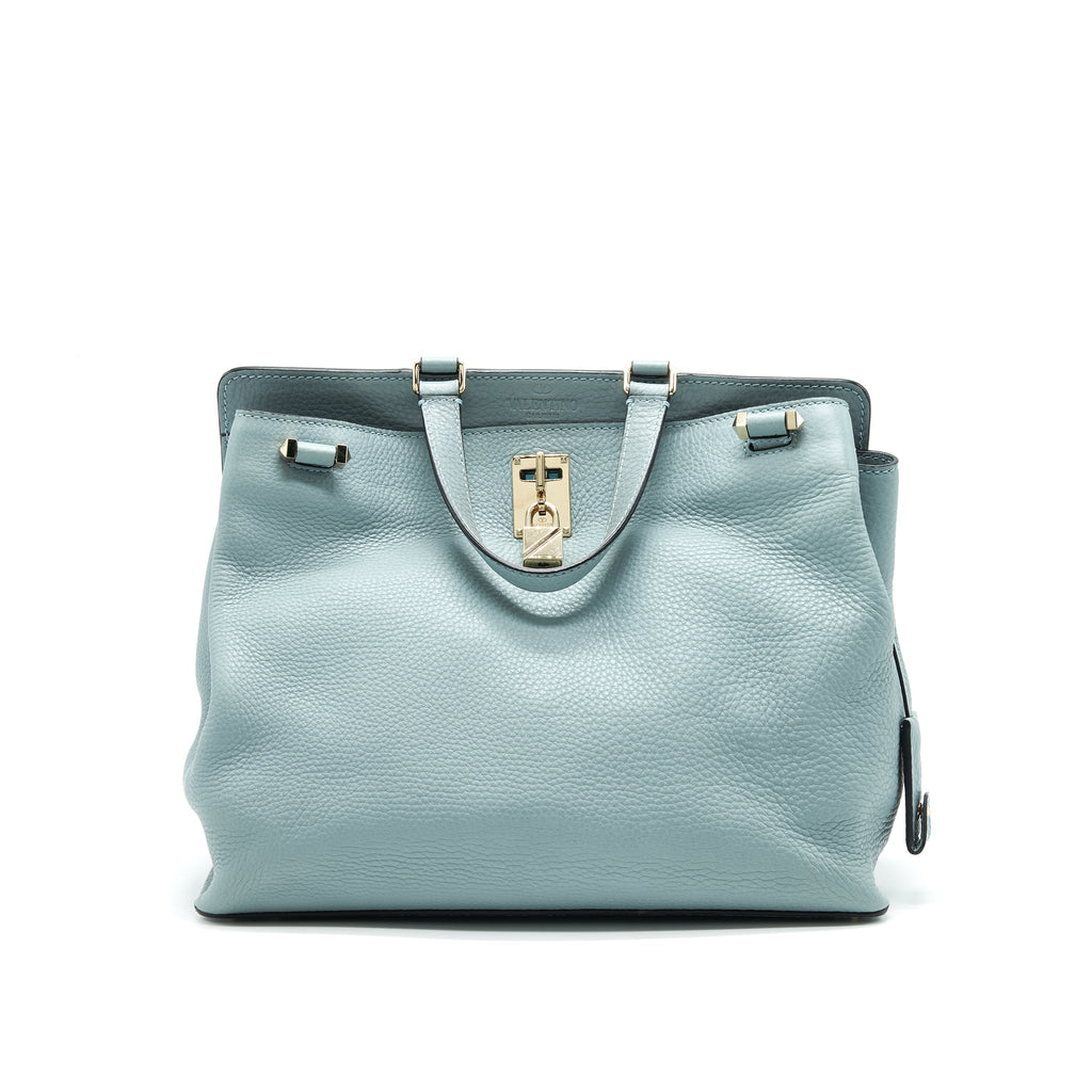 VALENTINO CALFSKIN TOTE BAG LIGHT BLUE