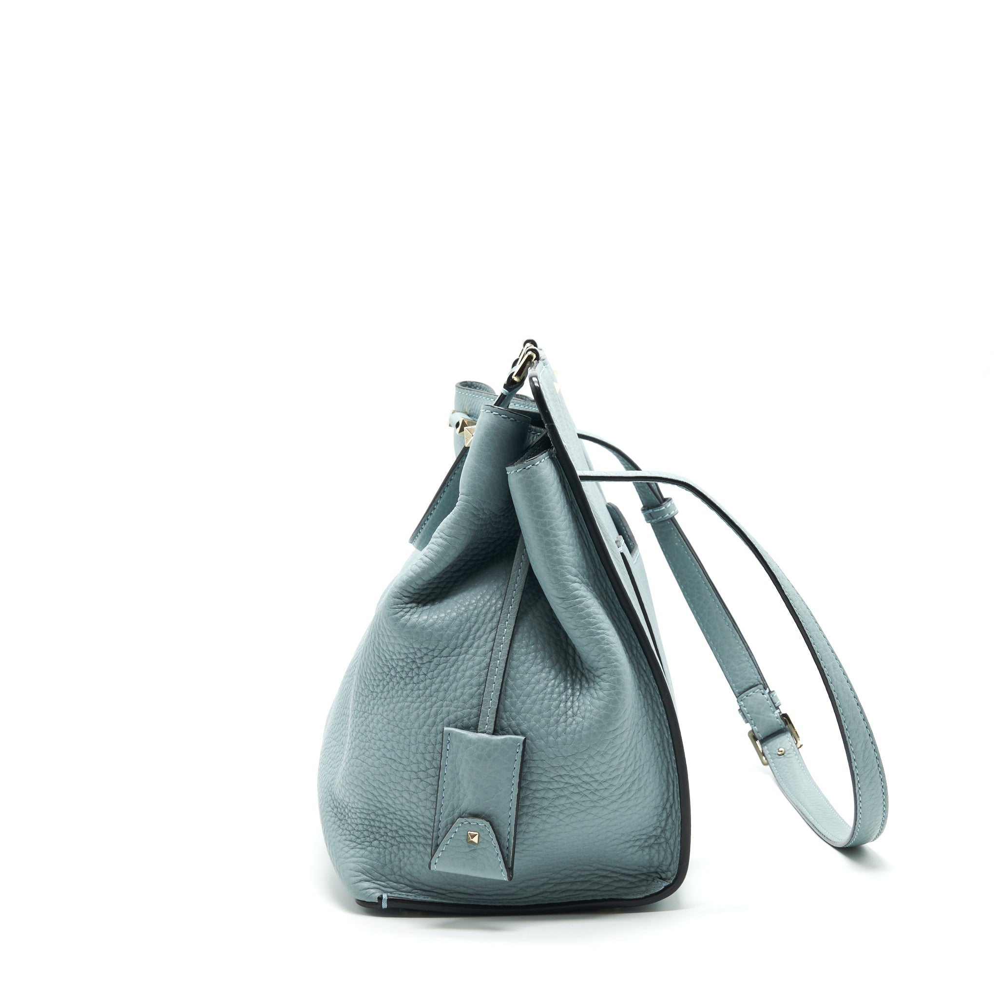 VALENTINO CALFSKIN TOTE BAG LIGHT BLUE