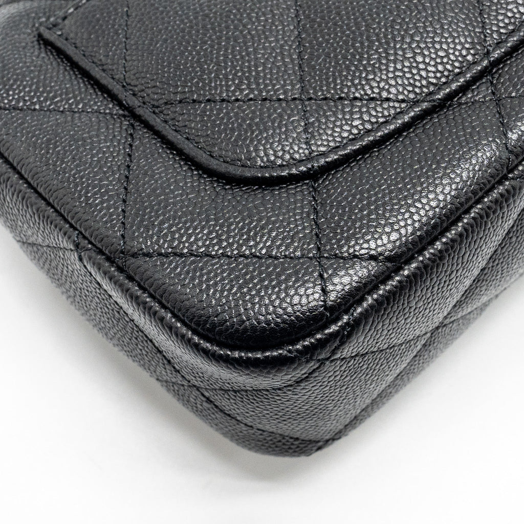 CHANEL COCO LOVE FLAP BAG ADJUSTABLE CHAIN CAVIAR BLACK GHW (MICROCHIP)