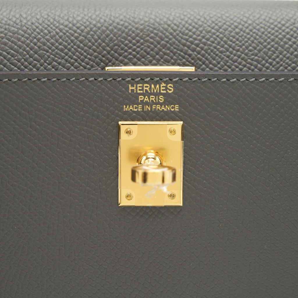 HERMES KELLY 25 SELLIER EPSOM GRIS MEYER GHW STRAMP U