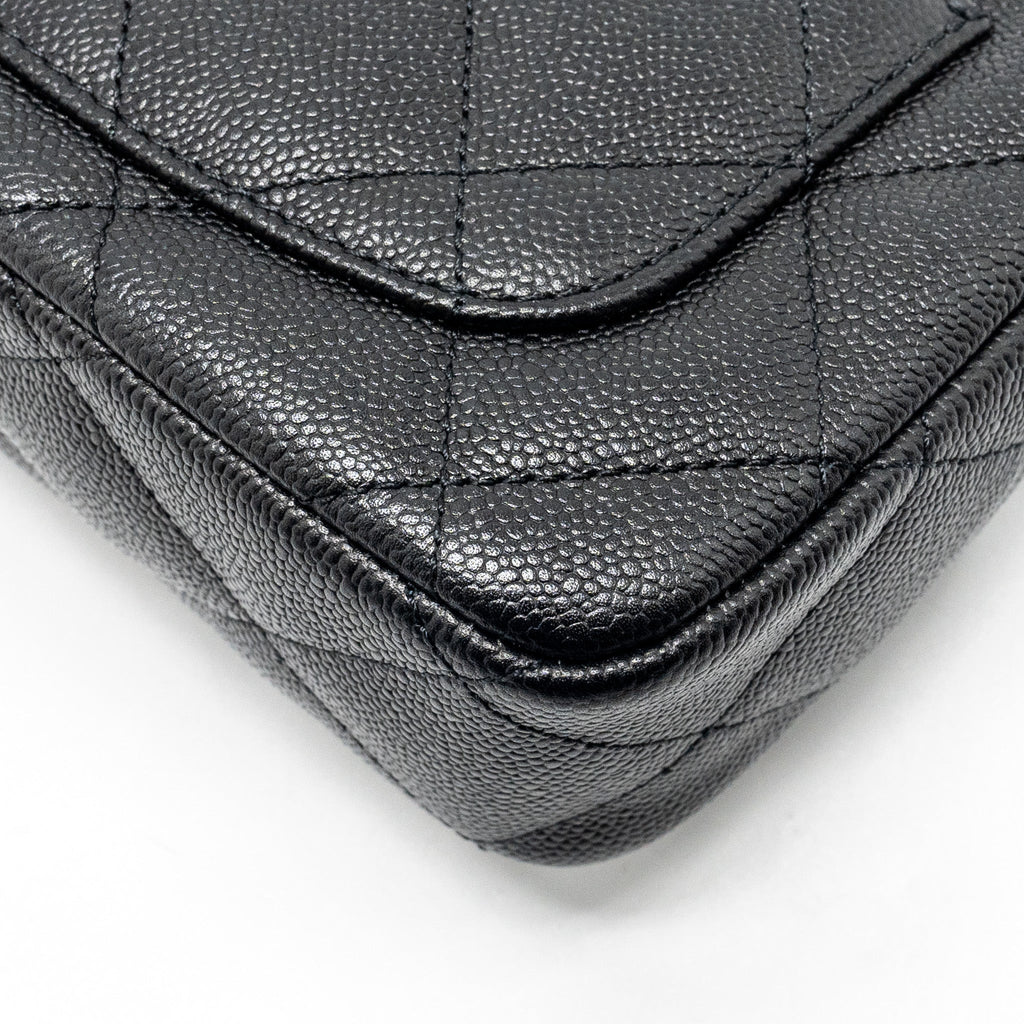 CHANEL COCO LOVE FLAP BAG ADJUSTABLE CHAIN CAVIAR BLACK GHW (MICROCHIP)